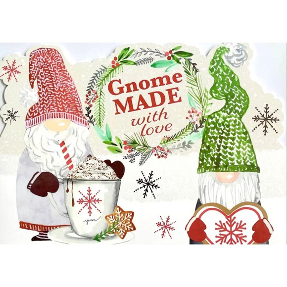 Gnome Made With Love Glass Cutting Board Christmas Holiday Gift NWT - Picture 2 of 4